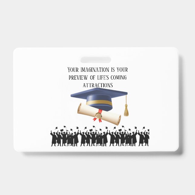 Badge Einstein's graduation motto white (Avant)