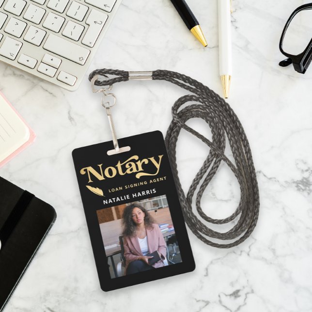 Badge Élégant agent de prêt notaire photo or (Créateur téléchargé)