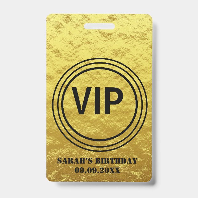 Badge Elégant Gold Black VIP All Access Anniversaire   (Front)