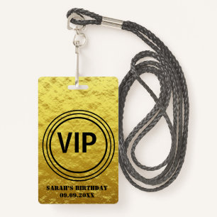 Badge Elégant Gold Black VIP All Access Anniversaire  