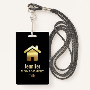 Badge Elegant Gold House Symbole Real Estate Design