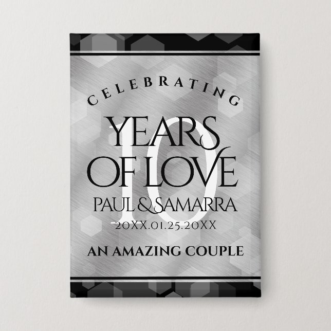 Badge Élégante fête du 10e anniversaire du Mariage de Ti (Recto)