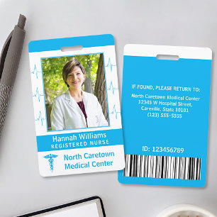 Badge Employé de l'hôpital Infirmière Code à barres pers