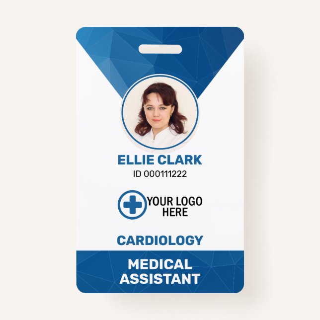 Badge Employé de l'hôpital, logo et photo (Devant)