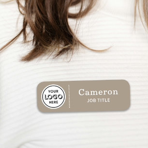 Badge Employé Marron Logo Entreprise Moderne