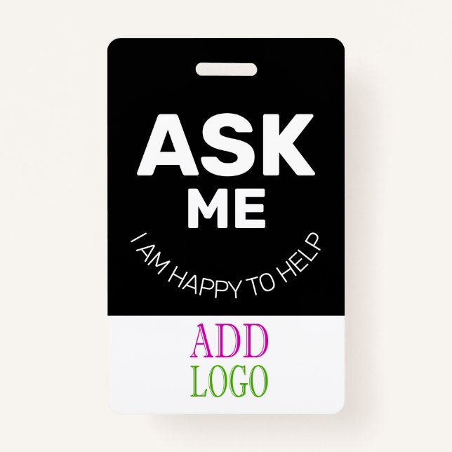 Badge Employé personnalisé - Numéro de passe photo - Nom (Devant)