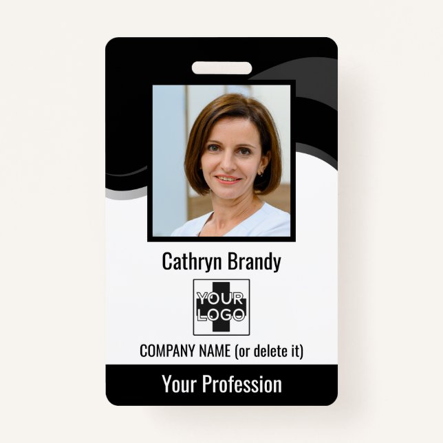 Badge Employé personnalisé, photo, code à barres et logo (Devant)