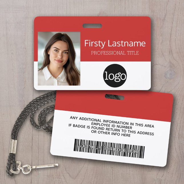 Badge Employé Personnalisé - Photo, Code Barre, Logo, No (Custom Photo ID Badge with logo and bar code)