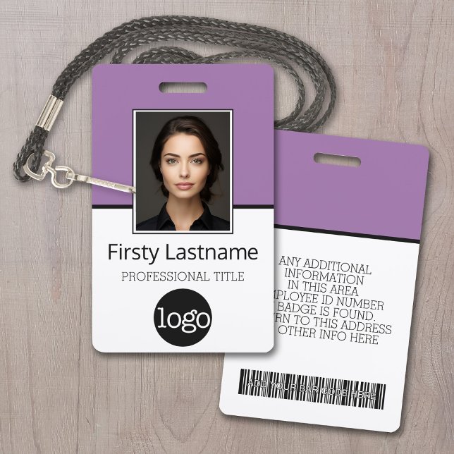 Badge Employé Personnalisé - Photo, Code Barre, Logo, No (Employee ID Badge with Custom Logo, Photo and Scan Bar Code)