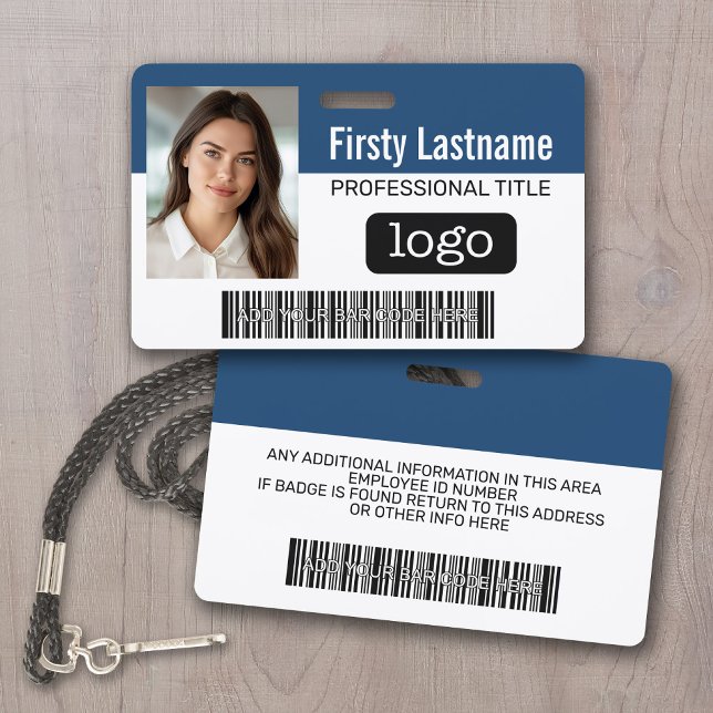 Badge Employé Personnalisé - Photo, Code Barre, Logo, No (Custom Photo ID Badge with logo and bar code)