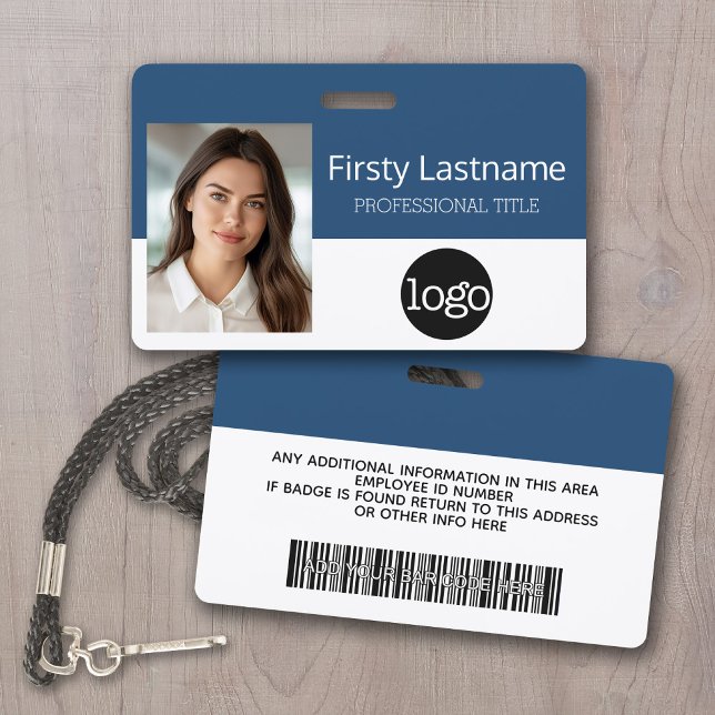 Badge Employé Personnalisé - Photo, Code Barre, Logo, No (Custom Photo ID Badge with logo and bar code)