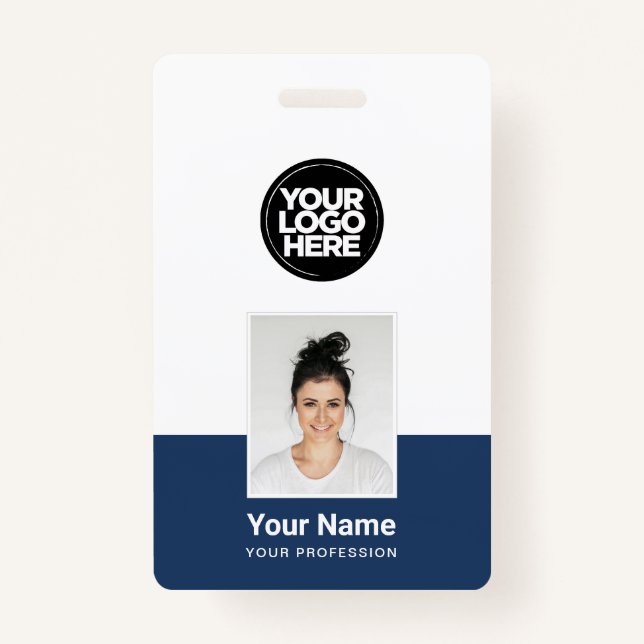 Badge Employé personnalisé - Photo, code-barres, grand l (Devant)