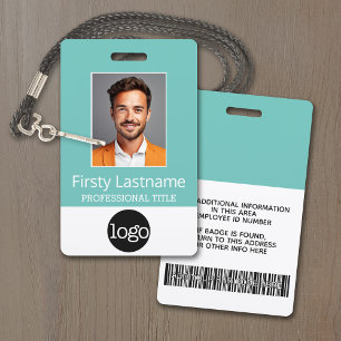 Badge Employé personnalisé - Photo, code-barres, logo, n