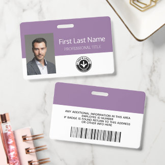 Badge Employé personnalisé - Photo, code-barres, logo, n