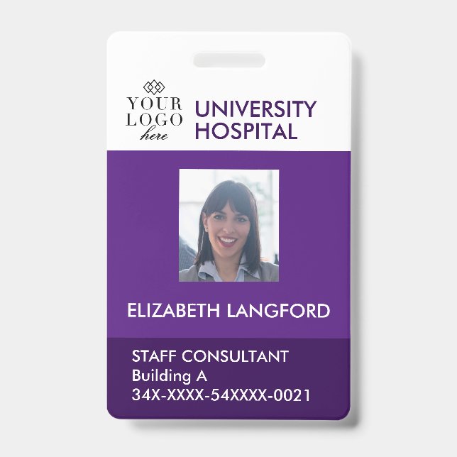 Badge Employé Personnalisé | Photo, Logo et Couleu (Avant)