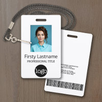 Employé - Photo, code-barres, logo, dégradé de nom