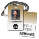 Employé - Photo, code-barres, logo, dégradé de nom