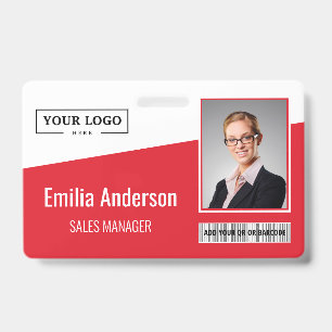 Badge Employé Photo Code-Barres Logo Entreprise Ro