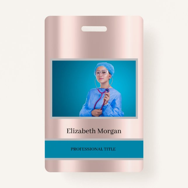 Badge Employé Rose photo Gold Elegant (Devant)