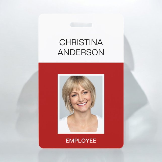 Badge Employé Rouge - Nom Photo Travail d'entreprise (Créateur téléchargé)