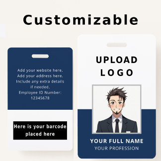 Badge Employee Photo ID Name Barcode Logo Corporate