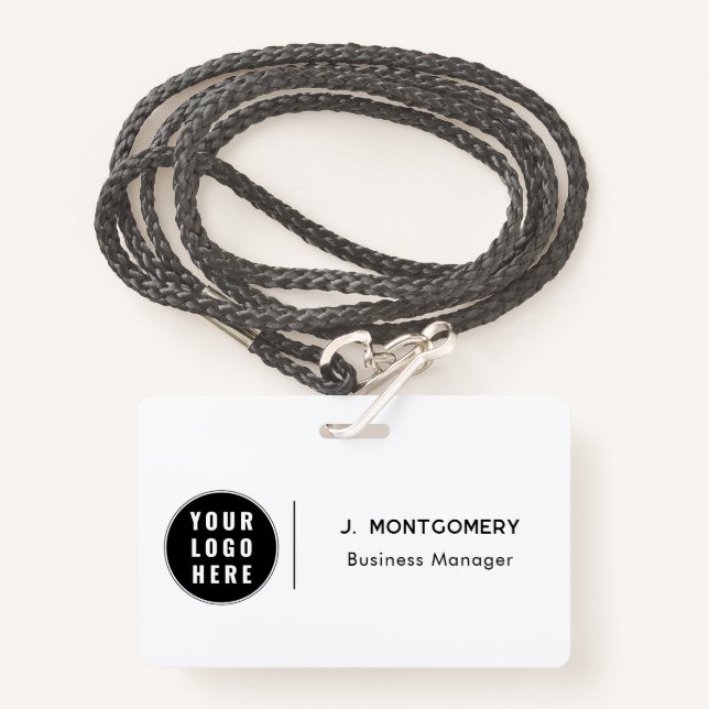 Badge Employés minimalistes du logo de l'entreprise pers (Devant avec lanière)