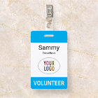 Badge en plastique pour bénévole avec clip et logo