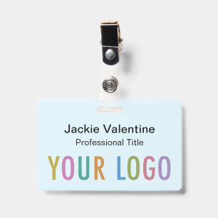 Badge en PVC bleu clair avec enrouleur de cordon à