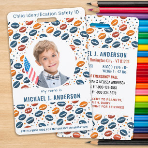 Badge Enfant Numéro d'urgence Football Motif Enfants Pho