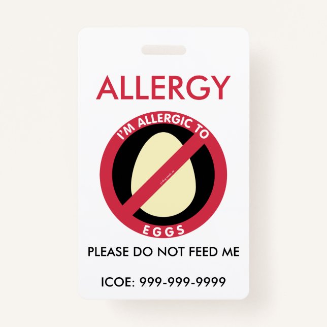 Badge Enfants Personalisé Oeuf Allergie Urgence (Devant)