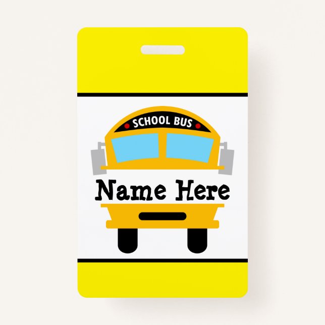Badge Enfants Retour à l'école Bus Personnaliser le nom  (Devant)