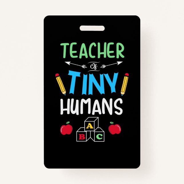 Badge Enseignant Cadeau enseignant minuscules humains (Devant)