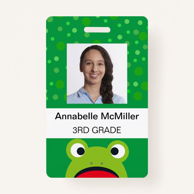 Badge Enseignant vert de grenouille (Devant)