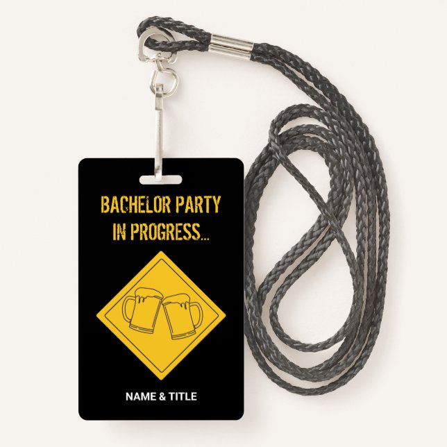 Badge Enterrement de vie de garçon de mariage pour les a (Devant avec lanière)
