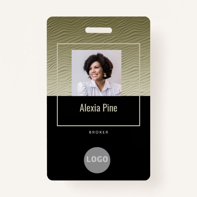 Badge Entreprise Classy Gold ID employé Logo Nom Photo (Devant)