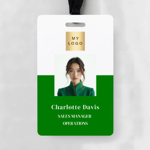 Badge Entreprise de sécurité de photo ID employé vert