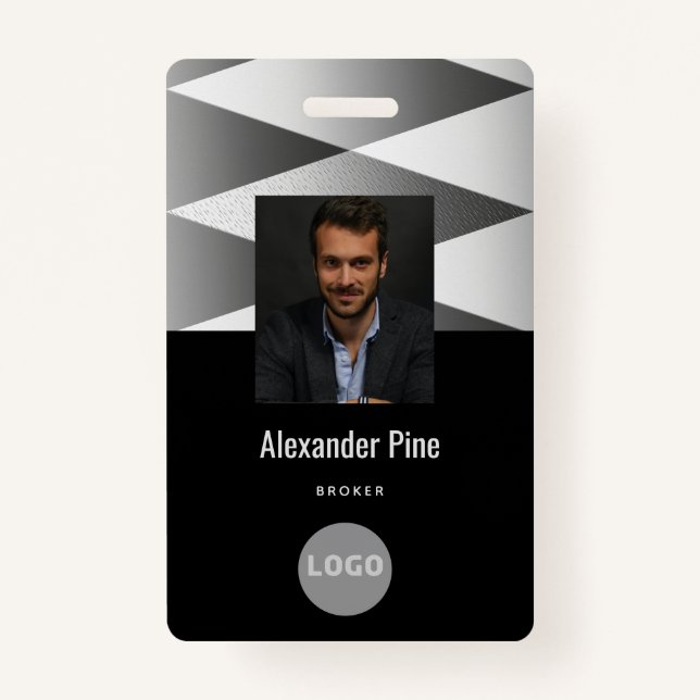 Badge Entreprise Noir Blanc Identifiant de l'employé Log (Devant)