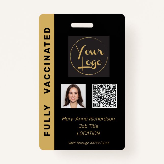 Badge Entreprise Photo Code QR Code ID de vaccin (Devant)