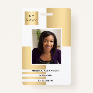 Badge Entreprise photo profil or blanc