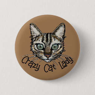 Badge épinglé Dame Chat Folle