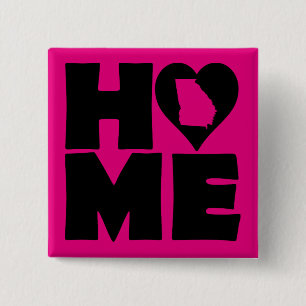 Badge Épingle État Géorgie Maison Cœur