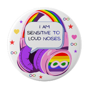 Badge Épingle Je suis sensible aux bruits Badge Se