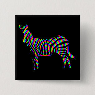 Badge épinglette silhouette arc-en-ciel zèbre