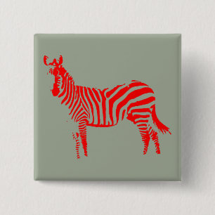 Badge épinglette silhouette rouge de zèbre