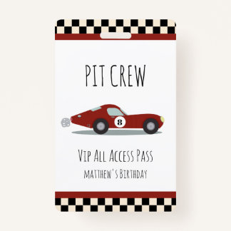 Badge Équipage Pit Course Voiture Anniversaire Fête Pit 