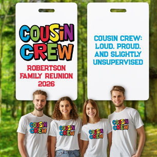 Badge Équipe de cousins colorés et drôles pour une réuni