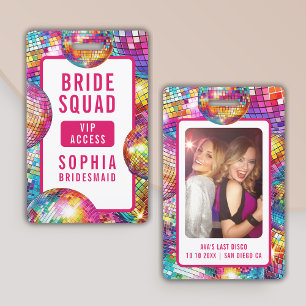 Badge Équipe de la mariée VIP Boule à facettes Photo Ent