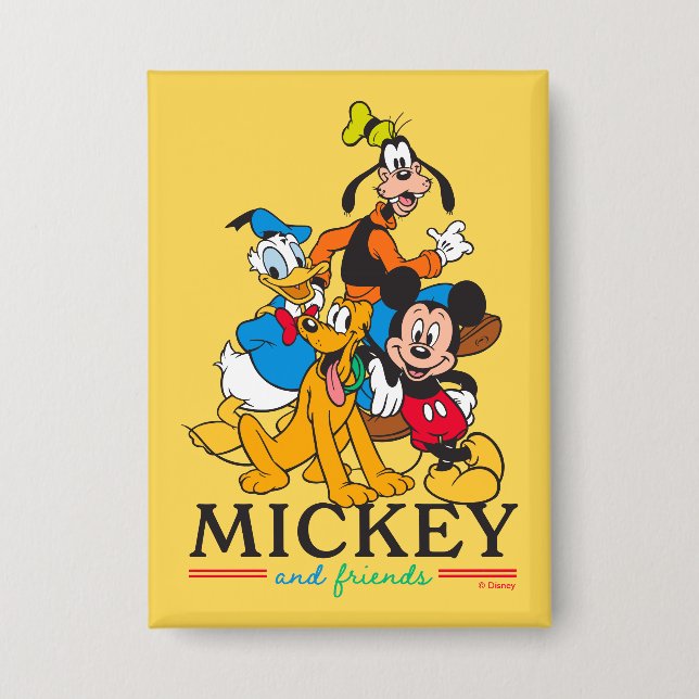 Badge Équipe vintage graphique de Mickey et ses amis (Recto)