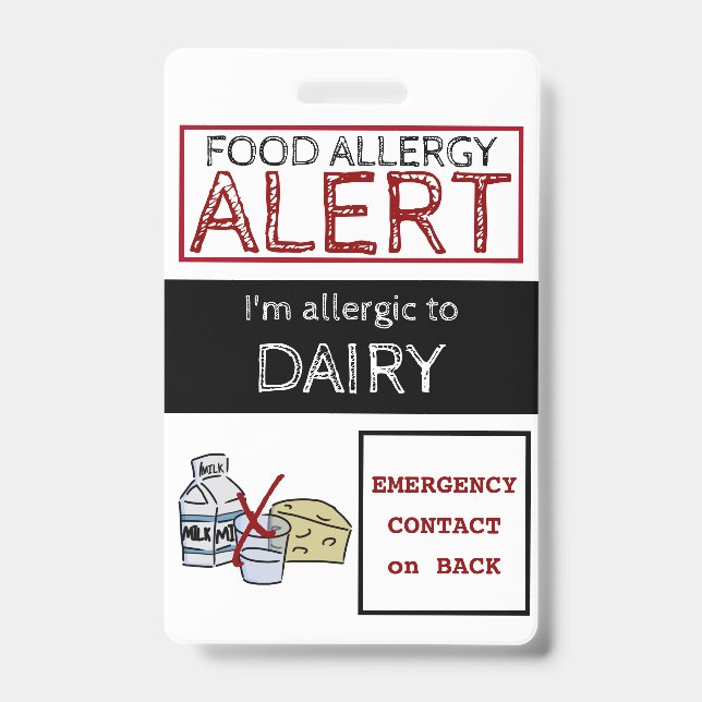 Badge Étiquette Alerte aux allergies pour les aliments l (Front)