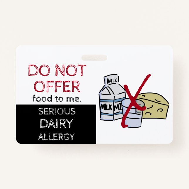 Badge Étiquette Alerte aux allergies pour les aliments l (Devant)